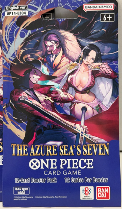 6x One Piece OP14 -THE AZURE SEA’S SEVEN -Sleeved Blister Booster Packs Lot of 6 - Image 2
