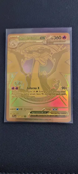 Mega Charizard X EX 130/094 Phantasmal Flames Hyper Rare Gold Pokemon Card - Image 1