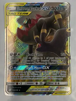 Pokemon TCG Umbreon & Darkrai GX Holo Card 125/236 Tag Team - Image 1