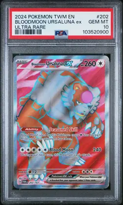 2024 POKEMON TWM EN #202 BLOODMOON URSALUNA EX ULTRA RARE PSA 10 TWILIGHT MAS - Image 2