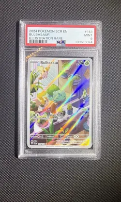 Pokemon TCG Bulbasaur Stellar Crown Illustration Rare Card 143/142 PSA 9 - Image 1