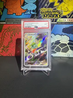 Pokemon TCG Bulbasaur Stellar Crown Illustration Rare Card 143/142 PSA 9 - Image 2