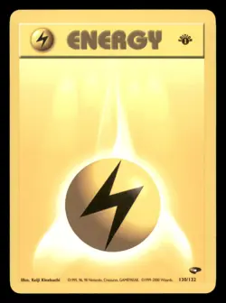 Lightly Played Lightning Energy 130/132 1st Edition Gym Challenge - Image 1