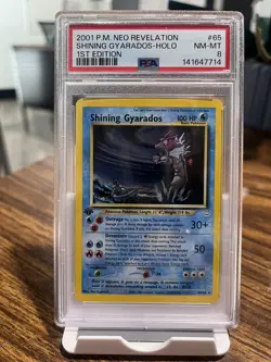 PSA 8 Shining Gyarados Holo Rare 65/64 1st Edition Neo Revelation Pokemon - Image 1