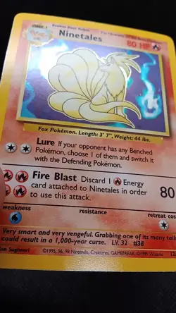 Pokemon TCG Base Set Holo Ninetales 12/102 LP/NM Unlimited WOTC original owner - Image 2