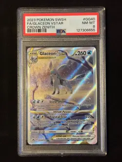 PSA 8 Glaceon VSTAR GG40 Crown Zenith Pokemon Scarlet and Violet - Image 1