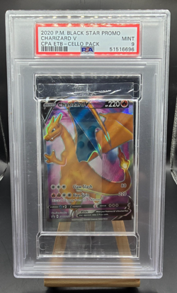 2020 Pokemon SWSH Hidden Fates ETB Charizard V Promo Sealed Cello Pack PSA 9 - Image 1