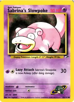 Pokemon TCG Sabrina's Slowpoke 95/132 Gym Heroes Unlimited LP - Image 1