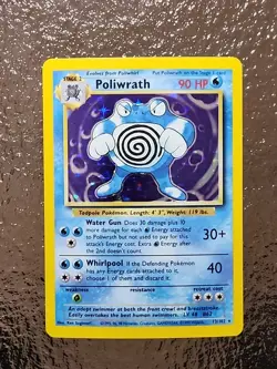 Poliwrath Unlimited Holo Rare Pokemon TCG Base Set 13/102 Vintage WOTC NM - Image 1