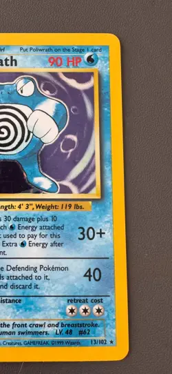 Pokemon Cards: Base Set Rare Holo: Poliwrath 13/102 TCG 1999 WOTC Vintage - Image 3