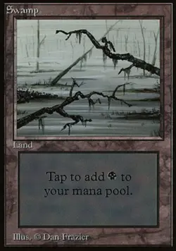 Heavy Play, English MTG Regular Swamp (Two Branches) Beta Magic the Gathering - Image 1