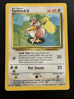 Pokemon TCG Farfetch'd Base Set, Unlimited Uncommon Card 27/102 - Image 1