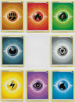 POKEMON SWSH Pokemon GO NM COMPLETE SET Com NON-holo Basic ENERGY CARDS Lot of 8 - Image 1