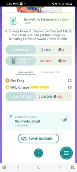Pokemon Go Legendary Shiny Zacian ( High CP )( Reduced) - Image 2