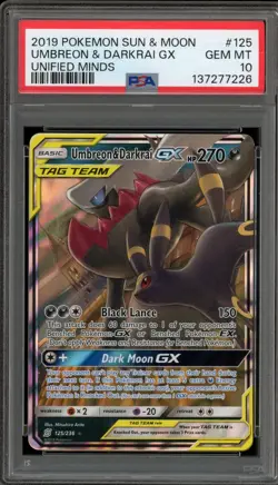 Pokemon Umbreon & Darkrai GX Unified Minds Holo Ultra Rare #125 PSA 10 Gem Mint - Image 1