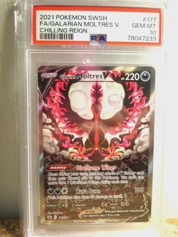 2021 POKEMON SWORD & SHIELD CHILLING REIGN FULL ART/GALARIAN MOLTRES V PSA 10 - Image 1