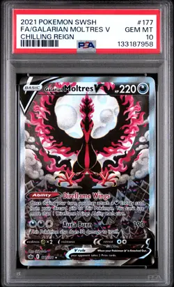 2021 POKEMON SWORD & SHIELD CHILLING REIGN FULL ART/GALARIAN MOLTRES V PSA 10 - Image 1