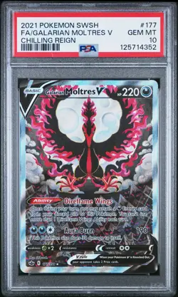 2021 POKEMON SWORD & SHIELD CHILLING REIGN FULL ART/GALARIAN MOLTRES V PSA 10 - Image 1
