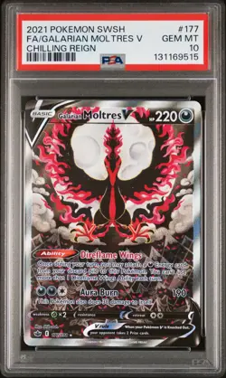 2021 POKEMON SWORD & SHIELD CHILLING REIGN FULL ART/GALARIAN MOLTRES V PSA 10 - Image 1