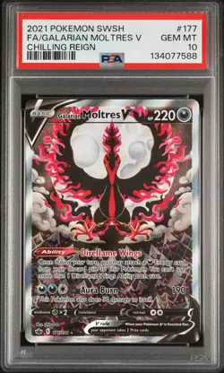 2021 POKEMON SWORD & SHIELD CHILLING REIGN FULL ART/GALARIAN MOLTRES V PSA 10 - Image 1