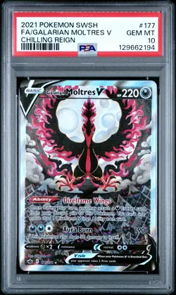 2021 POKEMON SWORD & SHIELD CHILLING REIGN FULL ART/GALARIAN MOLTRES V PSA 10 - Image 1
