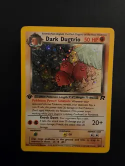 Pokemon Dark Dugtrio Team Rocket 1st Edition Holo Rare 6/82 Holo Swirl WOTC 2000 - Image 1