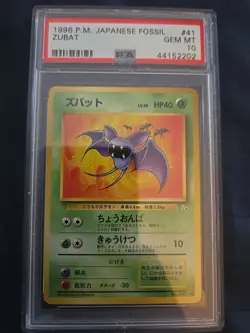 Zubat PSA 10 1996 Pokemon Fossil Japanese #41 - Image 1