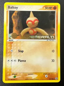 Baltoy 43/109 EX Emerald Stamped Reverse Holo Pokemon TCG Card LP - Image 1