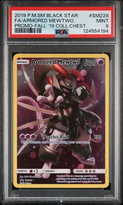 PSA 9 POKEMON ARMORED MEWTWO SM228 BLACK STAR PROMO - Fall 2019 Collector Chest - Image 1