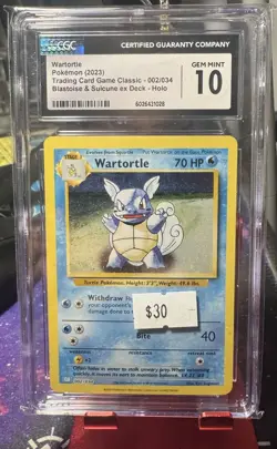 CGC Gem Mint 10 Pokemon TCG Wartortle Classic Collection 002/034 ENGLISH - Image 1