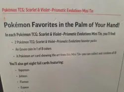 Pokemon TCG Prismatic Evolutions 8 Mini Tins Display Costco USA Exclusive Promos - Image 2