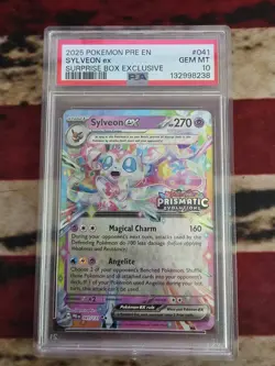 2025 Pokemon Prismatic Evolutions Sylveon ex 041/131 Surprise Box PSA 10 - Image 1