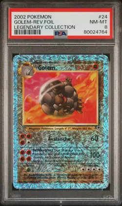 2002 POKEMON LEGENDARY COLLECTION #24 GOLEM-REVERSE FOIL PSA 8 24/110 - Image 1