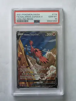 2021 Pokemon Chilling Reign Galarian Zapdos V 174/198 Alt Art PSA 10 GEM MINT - Image 2