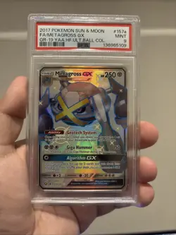 Pokemon TCG Metagross GX Holo Promo Full Art Hidden Fates 157a/145 PSA 9 Graded - Image 1
