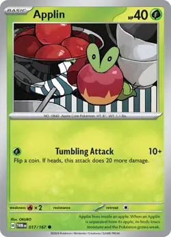 x4 - Pokemon - Applin - 017/167 - SV06: Twilight Masquerade NM - Image 1