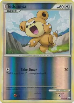 Slightly Played, English - 1 x Pokemon Teddiursa - 65/95 - Common - Reverse Holo - Image 1