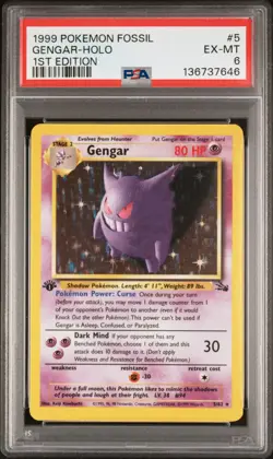 Pokemon Gengar Fossil 1st Edition Holo Rare PSA 6 - Image 1