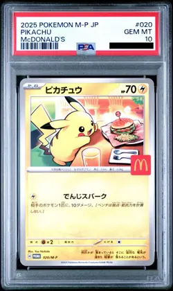 2025 POKEMON JPN M-P PROMO MCDONALD'S #020 PIKACHU PSA 10 GEM MINT BURGERCHU - Image 1