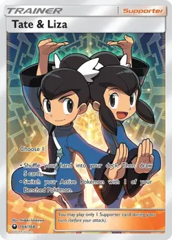Tate & Liza - 166/168 - Pokemon Celestial Storm Sun & Moon Full Art Rare Card NM - Image 1