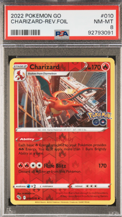 2022 POKEMON GO #010 CHARIZARD-REV.FOIL PSA 8 NM-MT - Image 1