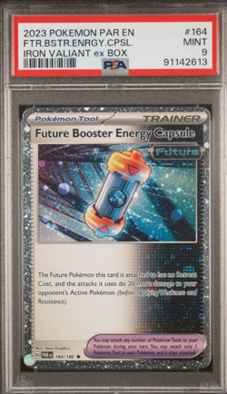 2023 POKEMON PARADOX RIFT #164 FTR.BSTR.ENRGY.CPSL. IRON VALIANT ex BOX - PSA 9 - Image 1