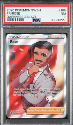 2020 POKEMON SWSH DARKNESS ABLAZE #189 FA/ROSE DARKNESS ABLAZE PSA 7 NM - Image 1