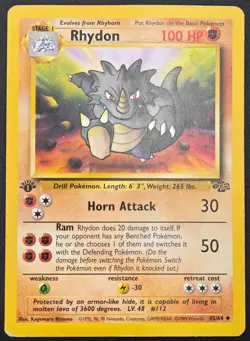 Damaged - 1st Edition Rhydon # 45/64 Jungle Set Vintage Pokemon TCG - Image 2