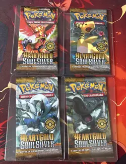 4 booster packs of SPANISH Pokemon Heart Gold Soul Silver HGSS full art set NEW - Image 1