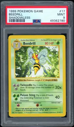 1999 Pokemon Shadowless - Base Set 17/102 Beedrill Non-Holo PSA MINT 9 - Image 1