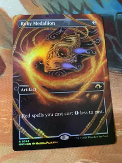 MTG Modern Horizons 3 Ruby Medallion Borderless Foil - Image 1