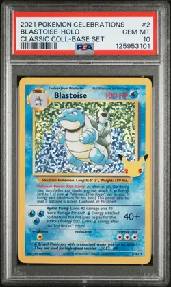 2021 POKEMON SWSH CELEBRATIONS CLASSIC COLLECTION BLASTOISE 2/102 HOLO PSA 10 - Image 1