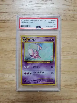 Pokemon PSA 10 GEM MINT 2000 Espeon Japanese Neo Discovery Holo Card Swirl - Image 1