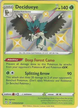 SV003/SV122 Decidueye : Rare Holo Card : SWSH-4.5 Shining Fates Shiny Vault - Image 1